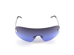 Vintage Chanel Shield Rimless Gradient Blue Sunglasses 2000's Made In Italy Y2K