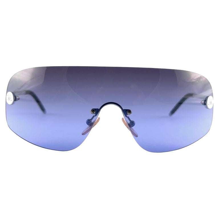 Vintage Chanel Shield Rimless Gradient Blue Sunglasses  display picture 3