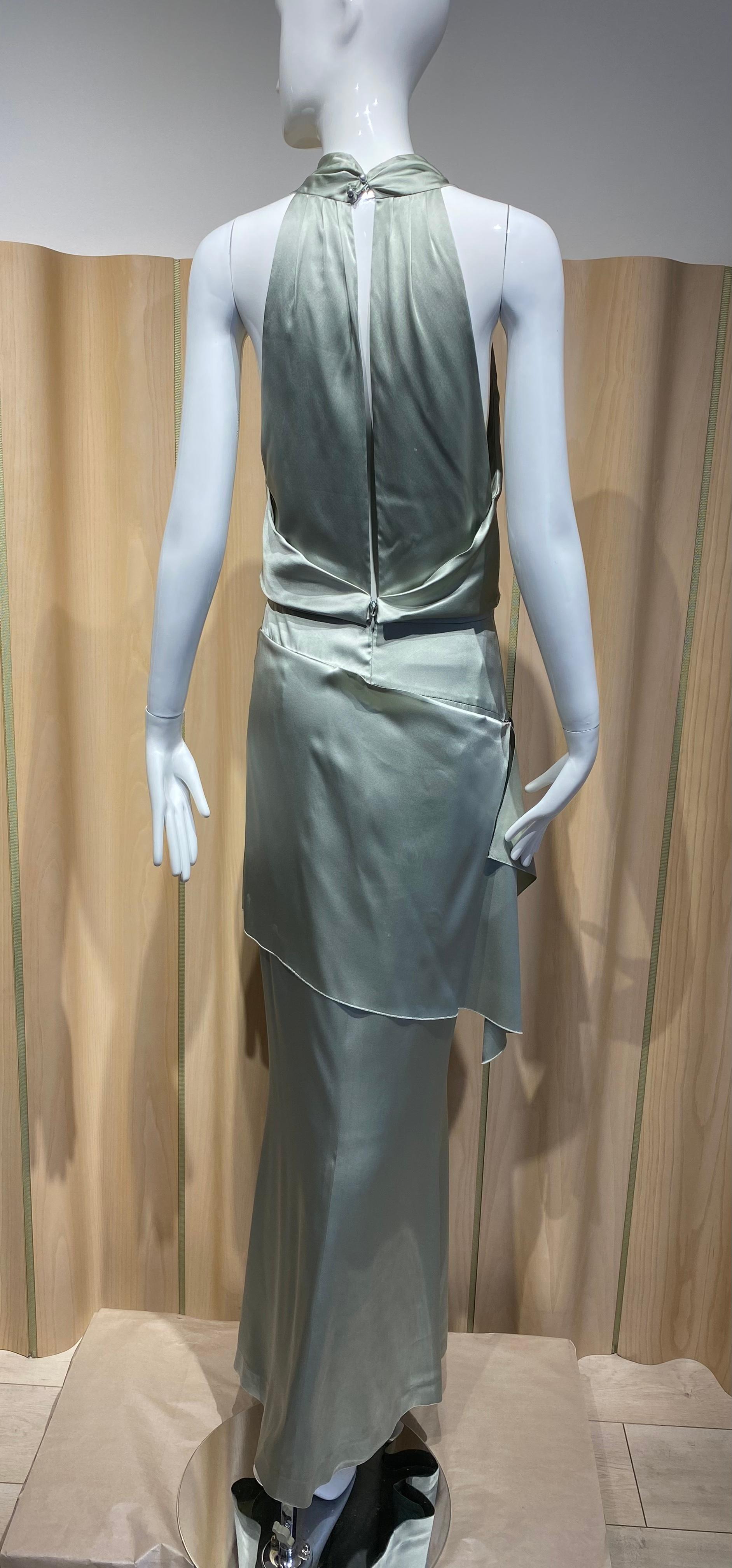 Vintage Chanel Seiden-Charmuese Hellgrünes Trägerkleid im Zustand „Gut“ im Angebot in Beverly Hills, CA