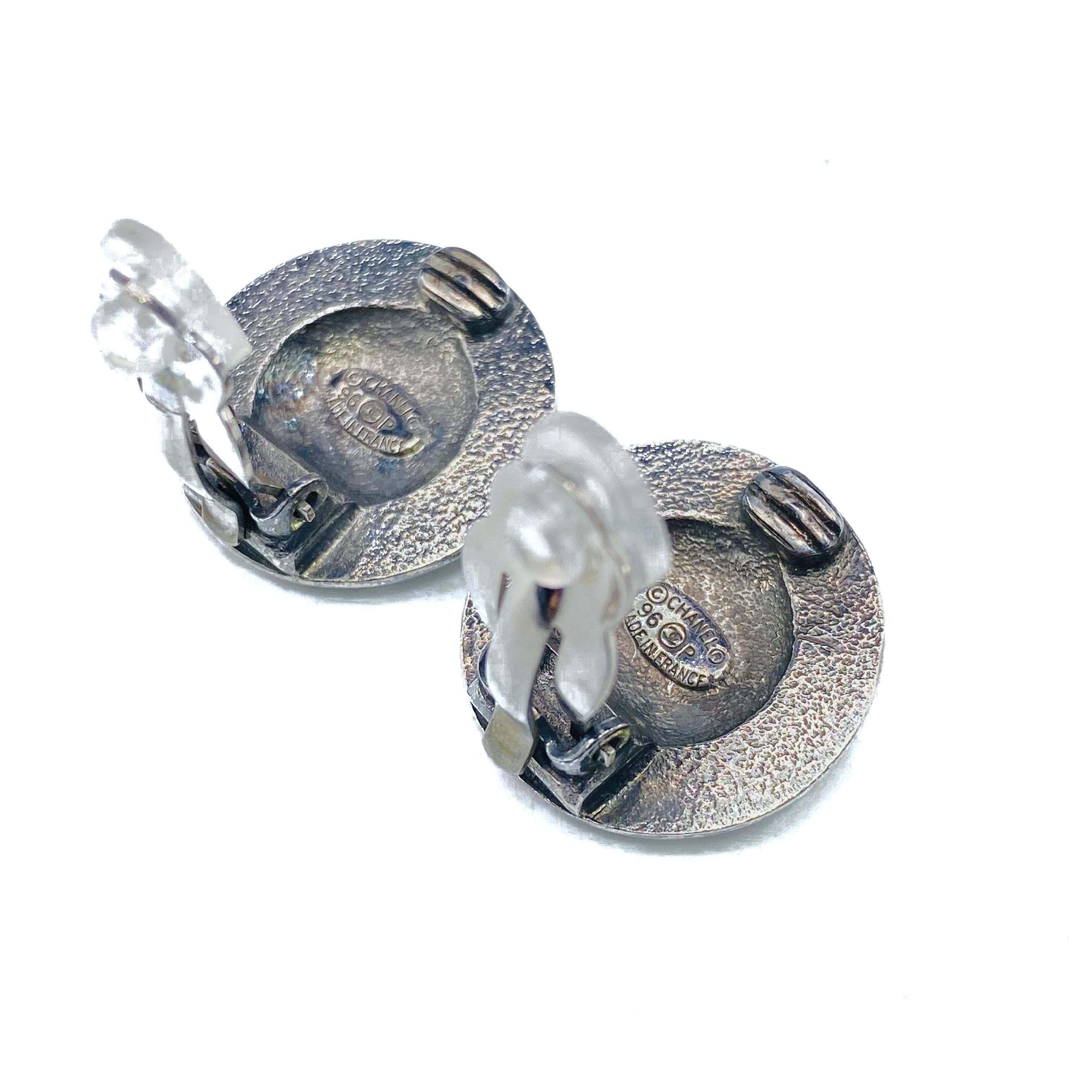 Women's Vintage CHANEL Silver Plated Earrings 1990s Clip On