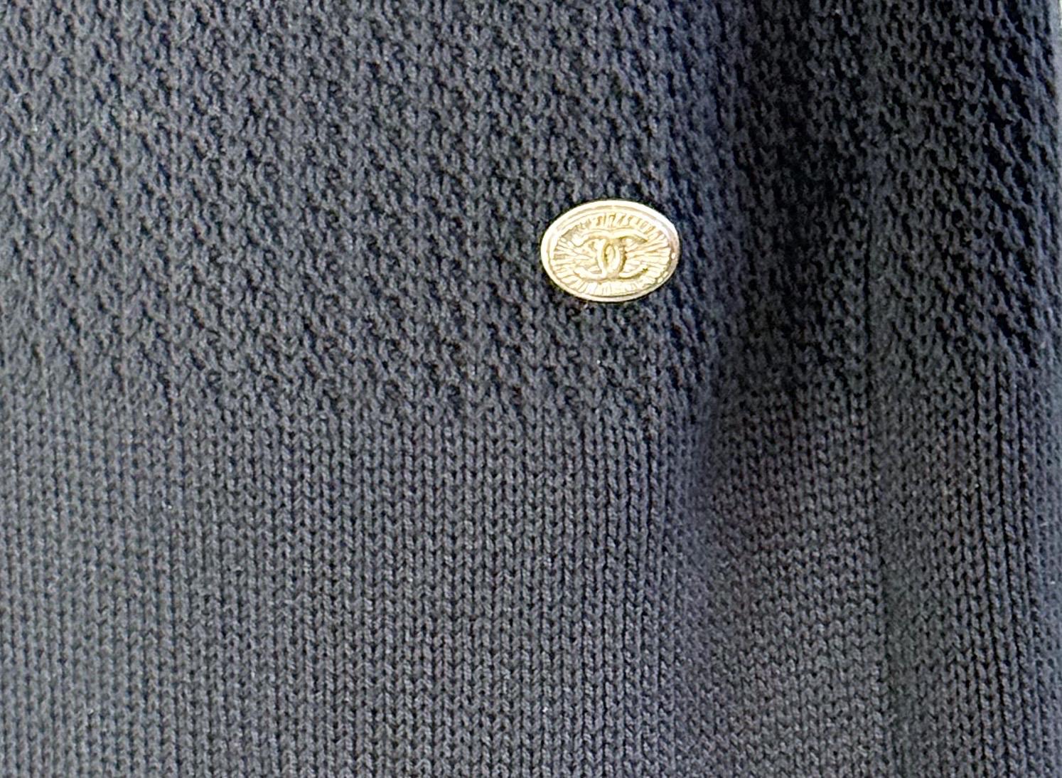 Vintage Chanel Size 42 / 10 - 14 Black and White 2000s Cotton Knit Dress Y2K For Sale 7