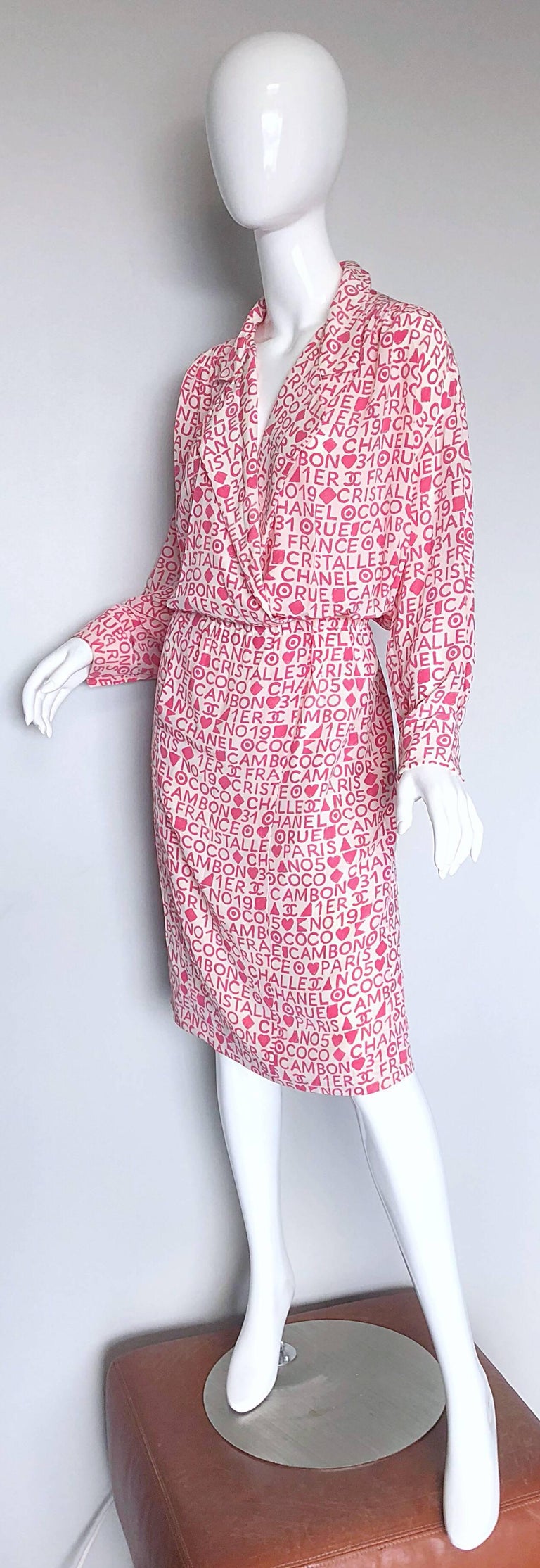 Vintage Chanel Large Size 44 Pink White Coco 90s Logo Vintage Chanel Large Size 44 Pink White Coco 90s Logo