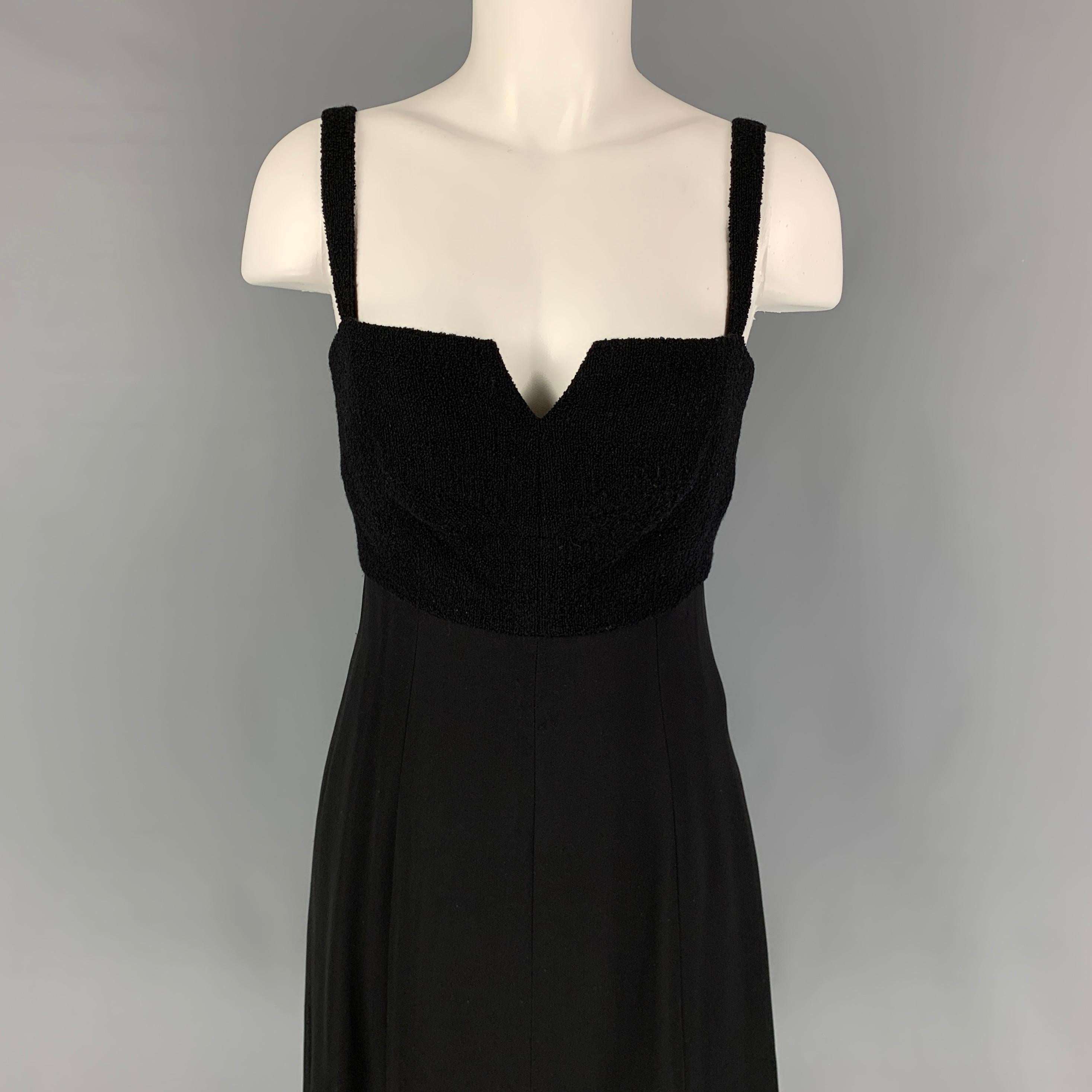 Women's Vintage CHANEL Size 6 Black Textured Wool Nylon Double Breasted Dress Set