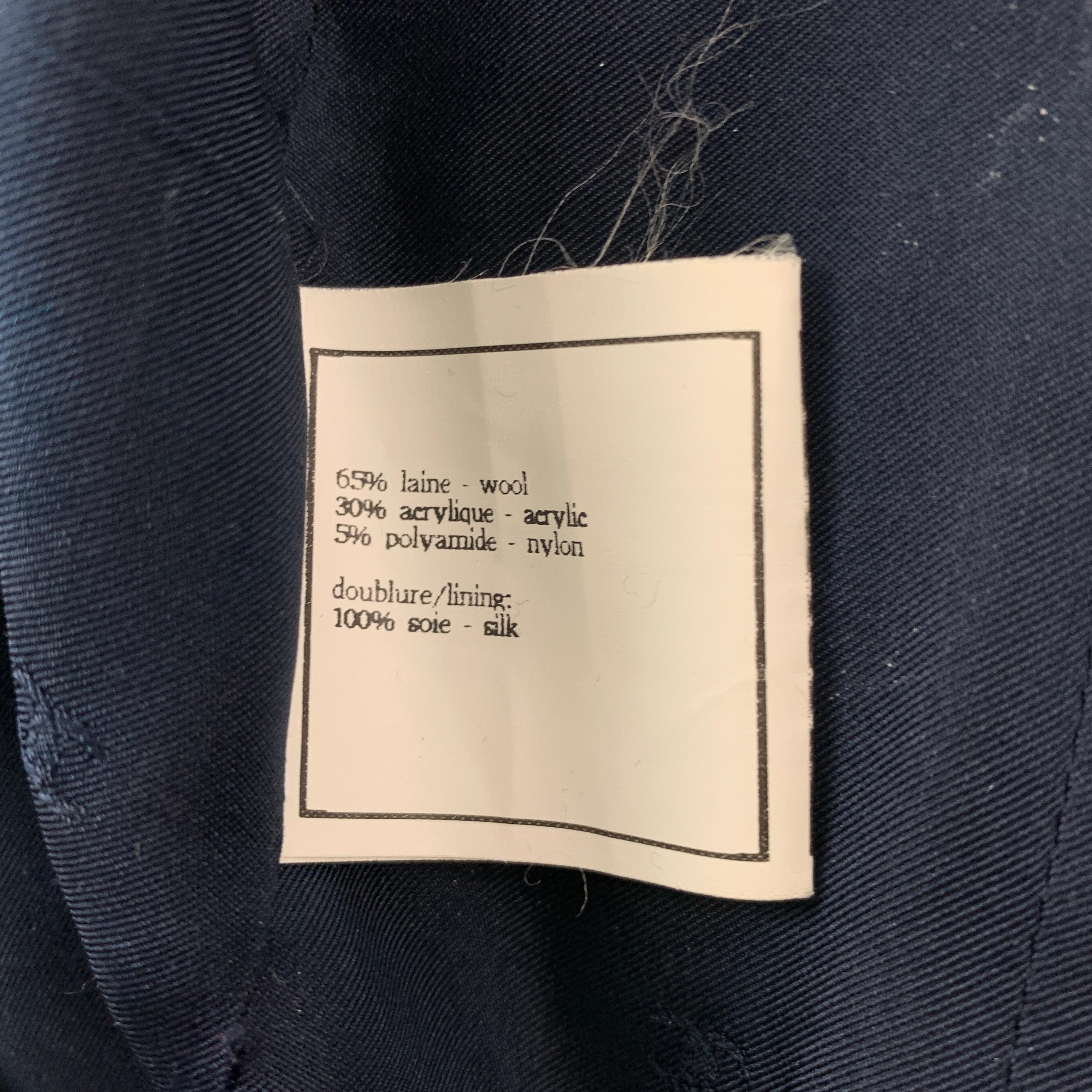 Vintage CHANEL Size 6 Navy Cream Wool Blend Checkered Jacket 1