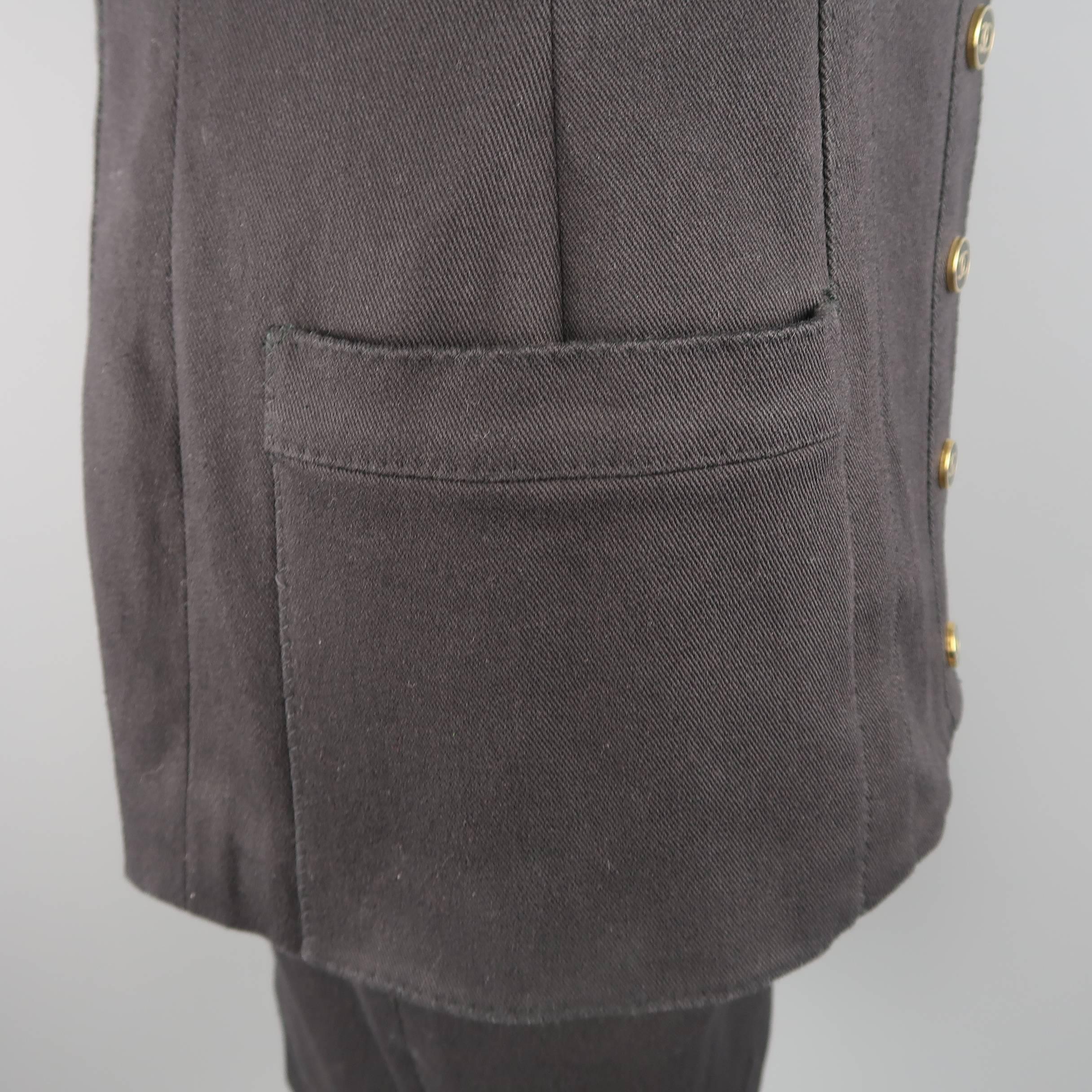 Vintage CHANEL Skirt Suit - Size 8 Black Denim Gold Logo Snap 6