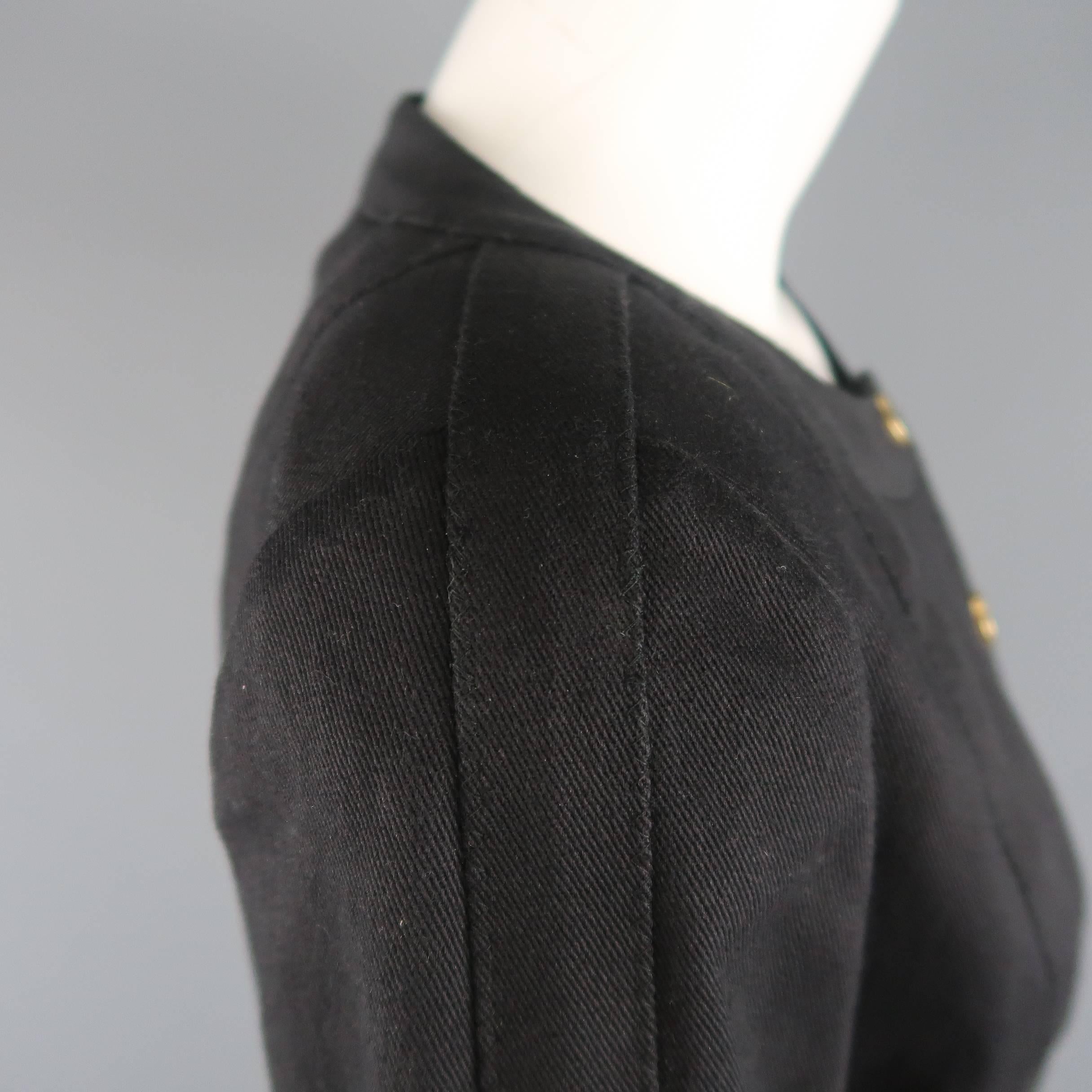 Vintage CHANEL Skirt Suit - Size 8 Black Denim Gold Logo Snap 4