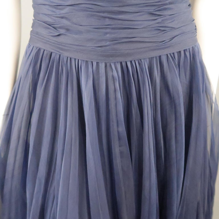 Vintage Chanel Size Us 8 Fr 40 Navy Gathered Silk Strapless