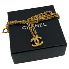 Antique Chanel Small Gold CC Chain Pendant Necklace
