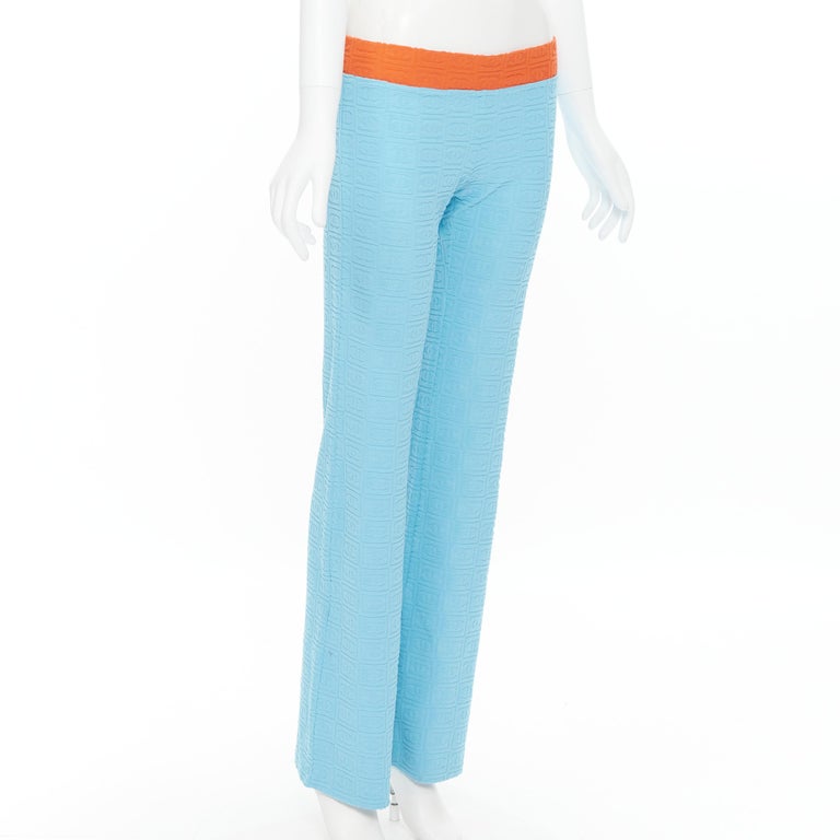 vintage CHANEL Sport 2002 orange blue CC emboss jacquard terry towel pants  FR40