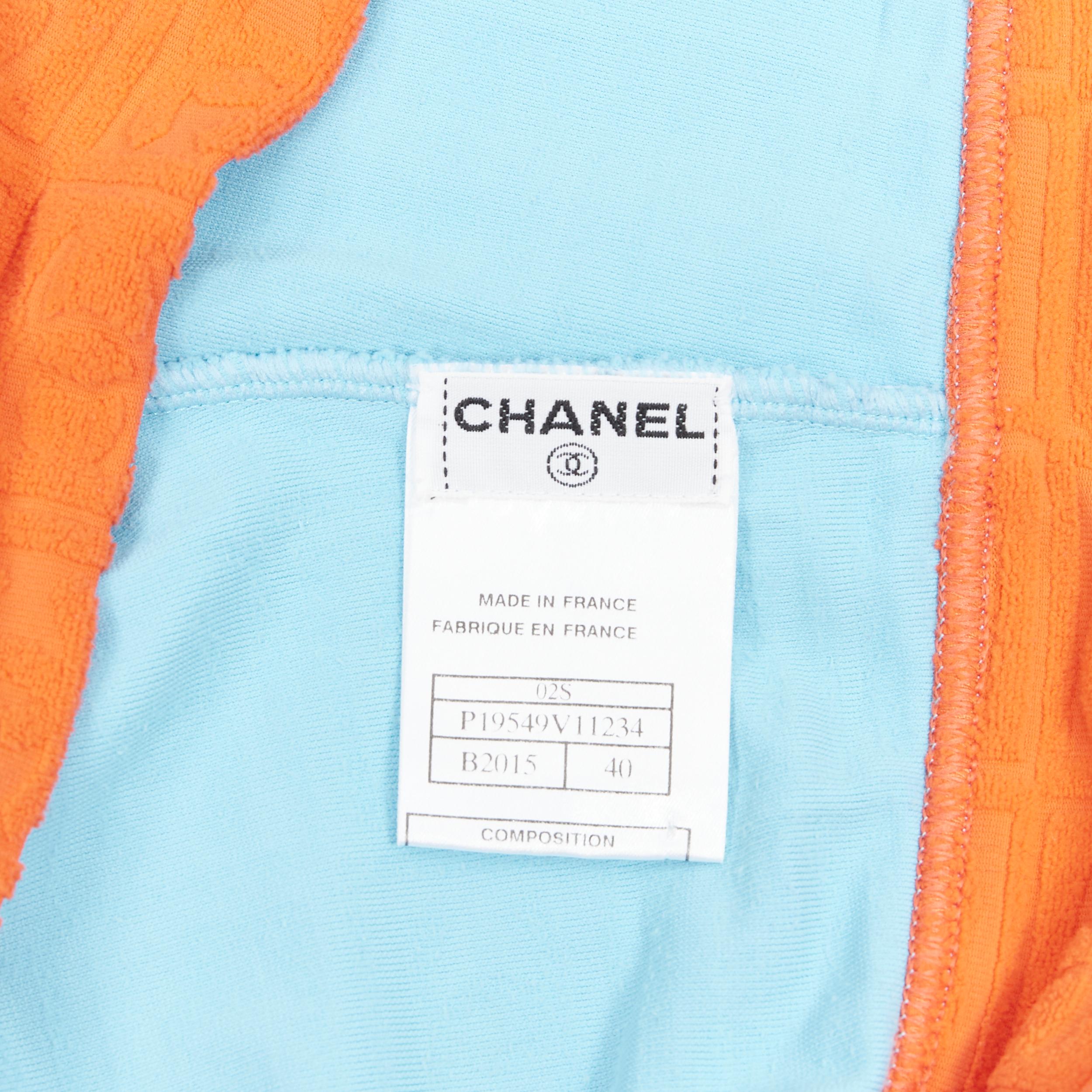vintage CHANEL Sport 2002 orange blue CC emboss jacquard terry towel pants FR40 2