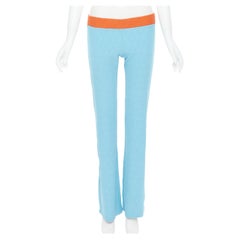 vintage Chanel Sport 2002 arancio blu CC in rilievo pantaloni in spugna jacquard FR40