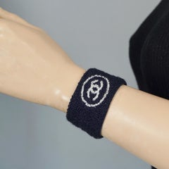 Vintage CHANEL Sports Line Navy Blue Terry Cloth Wristband