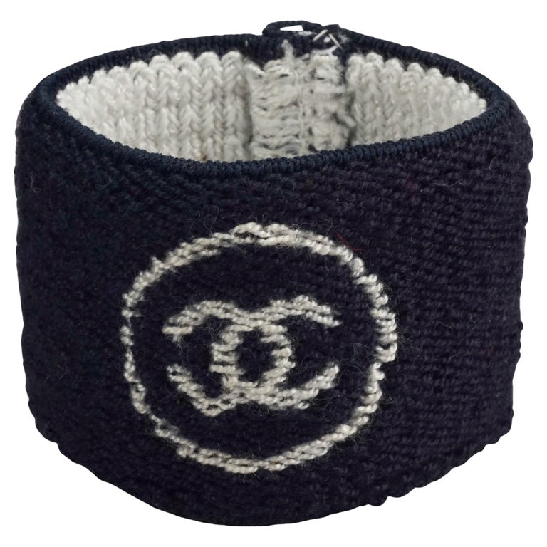 Vintage CHANEL Sports Line Navy Blue Terry Cloth Wristband For Sale at  1stDibs