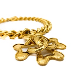 Rare Vintage Chanel Statement Chunky Chain Collar & Interlocking CC Pendant 1994
