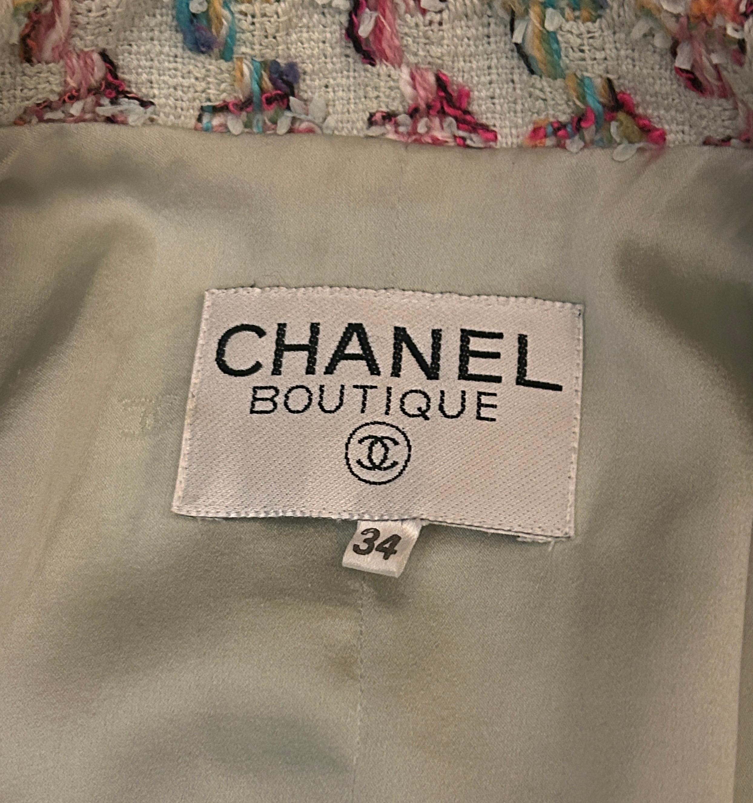 Vintage Chanel Spring 1995 Runway Blue Fantasy Tweed Skirt Suit 7