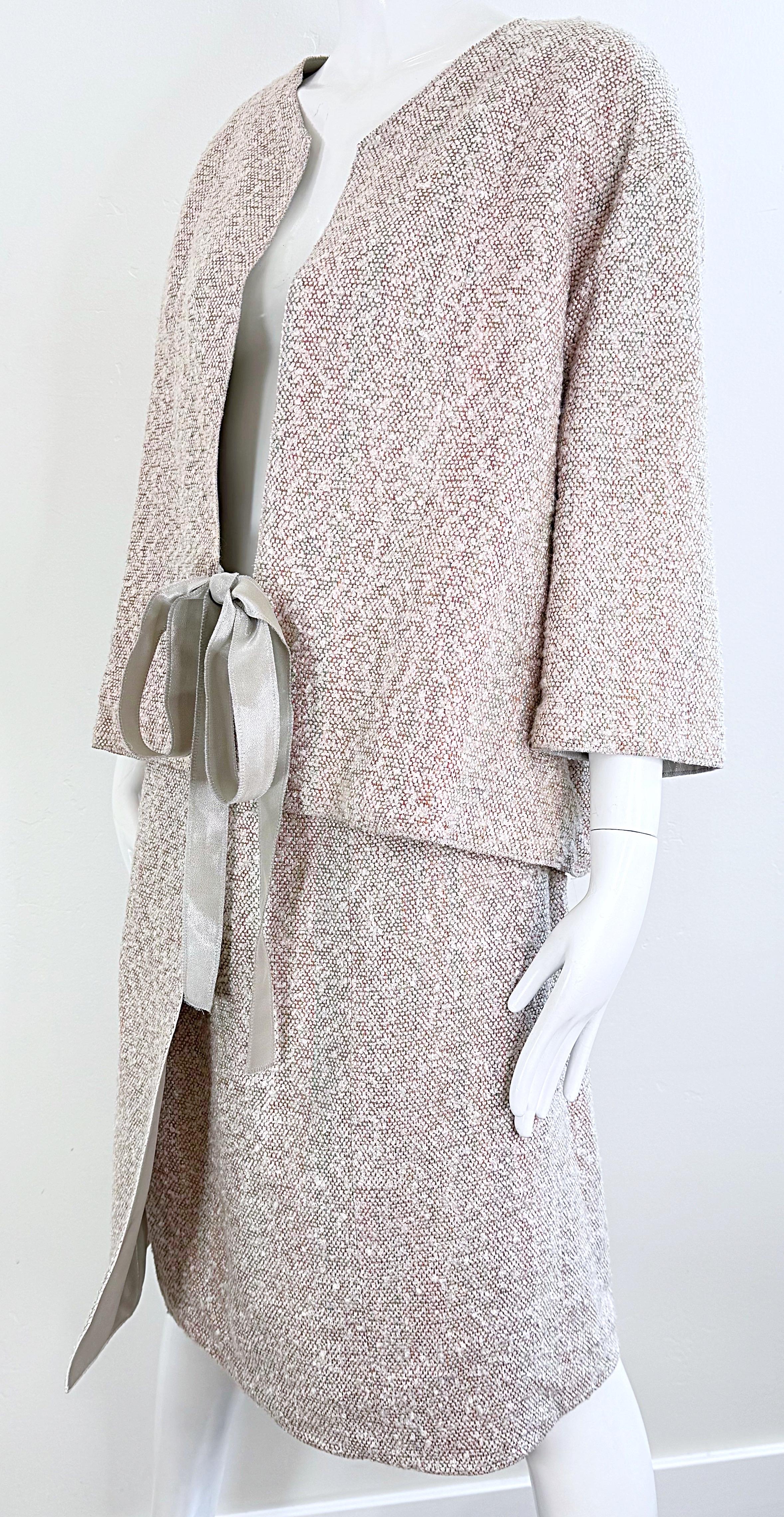 Vintage Chanel Frühjahr 1999 Größe 44 / 10 Mehrfarbiger 90er Tweed-Rock Anzug Jacke im Angebot 5