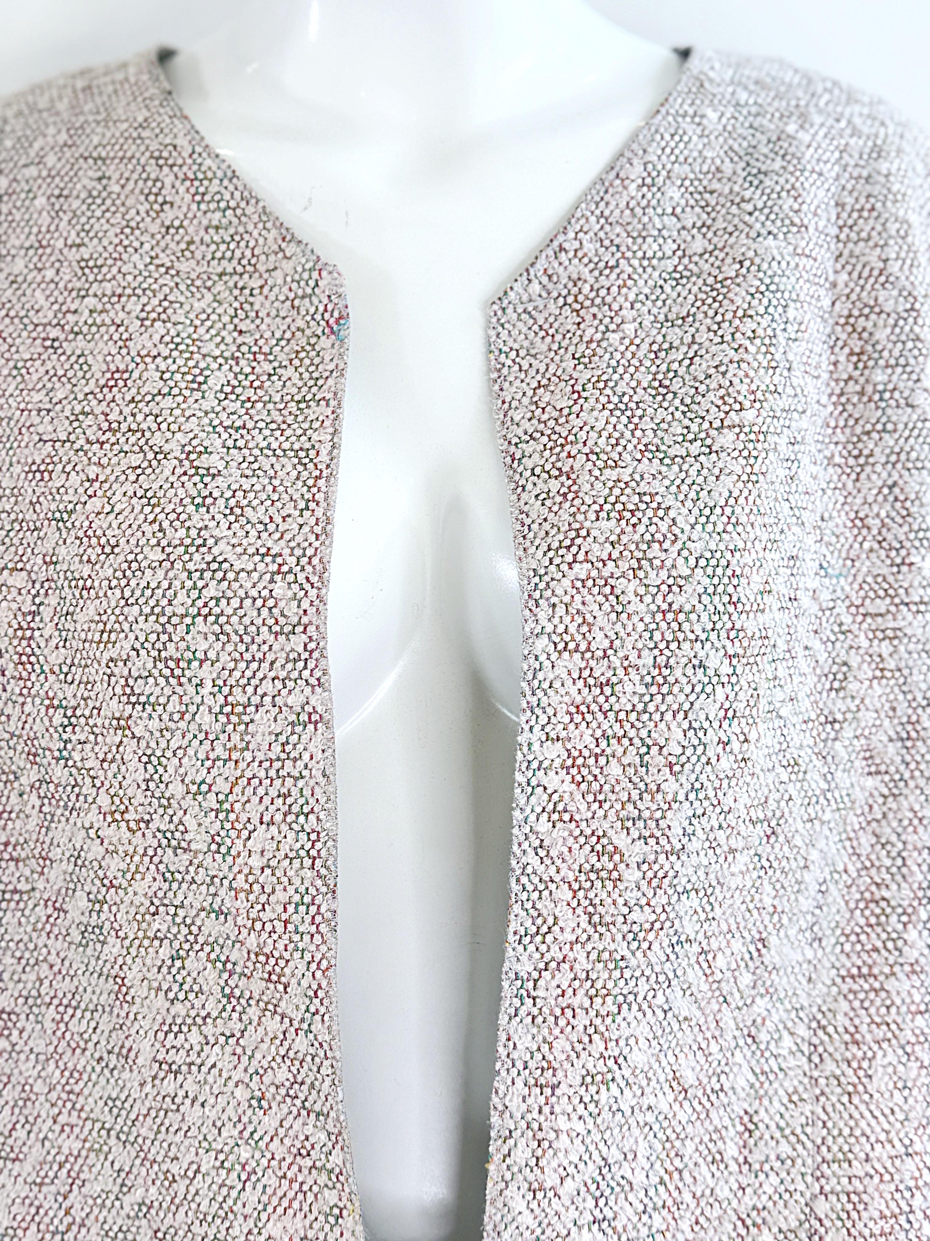 Vintage Chanel Frühjahr 1999 Größe 44 / 10 Mehrfarbiger 90er Tweed-Rock Anzug Jacke im Angebot 9