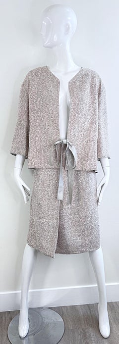 $12k Vintage Chanel Spring 1999 44  10 Multi Color 90s Tweed Skirt Suit Jacket