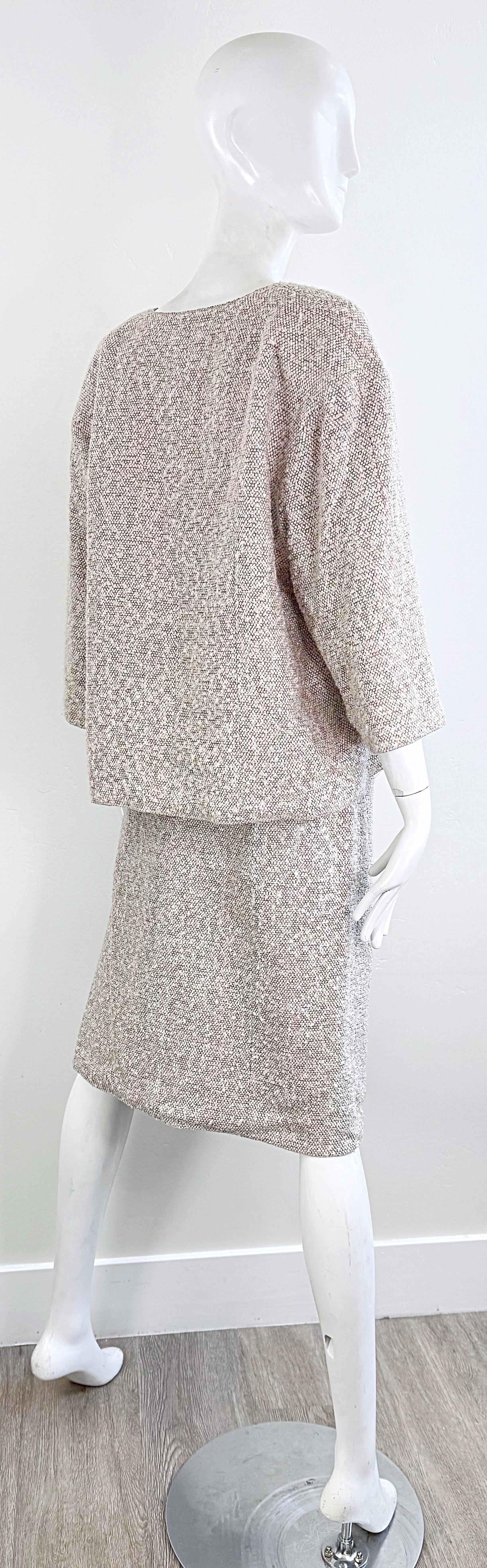 Vintage Chanel Frühjahr 1999 Größe 44 / 10 Mehrfarbiger 90er Tweed-Rock Anzug Jacke Damen im Angebot