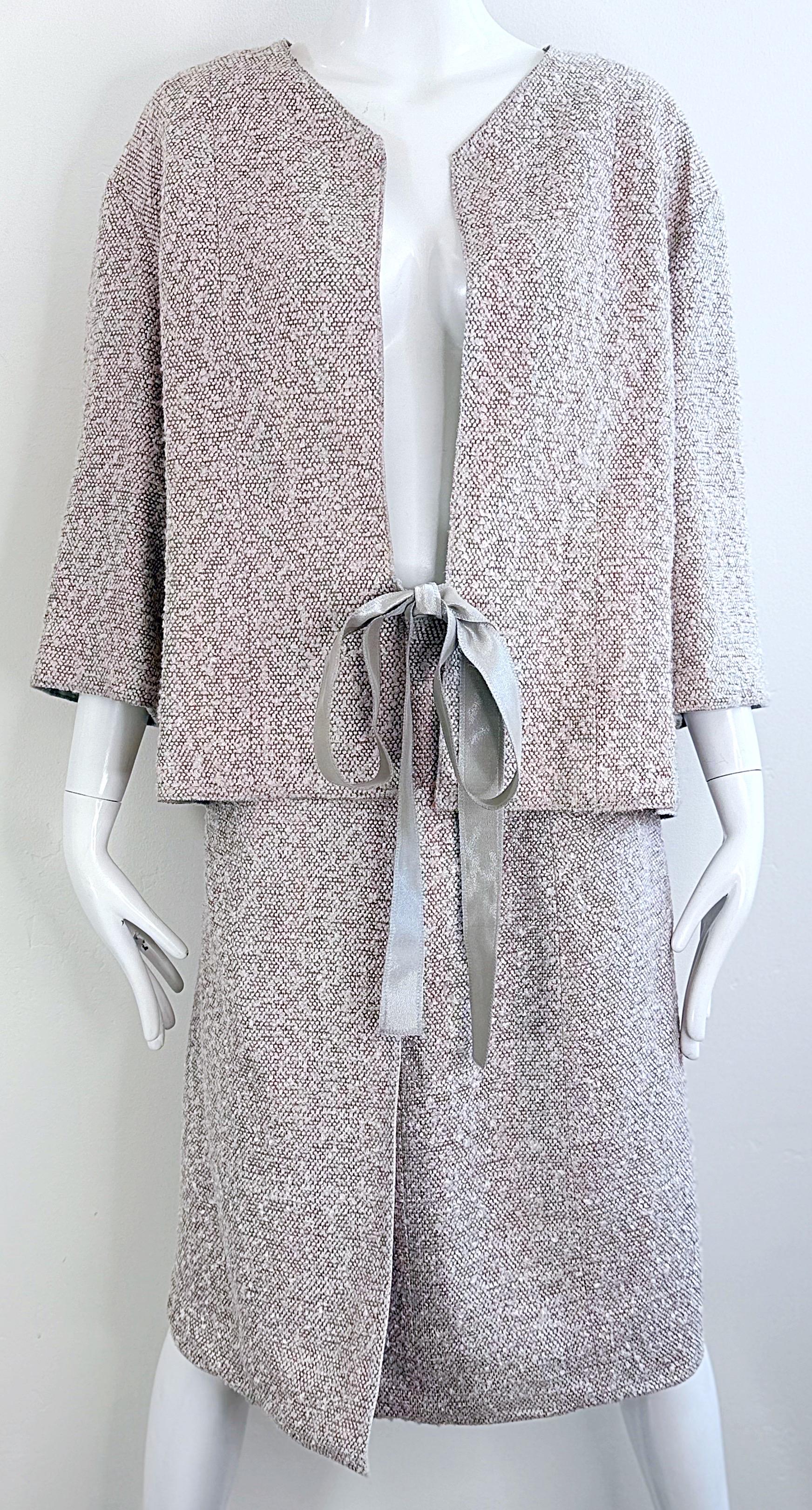 Vintage Chanel Frühjahr 1999 Größe 44 / 10 Mehrfarbiger 90er Tweed-Rock Anzug Jacke im Angebot 2