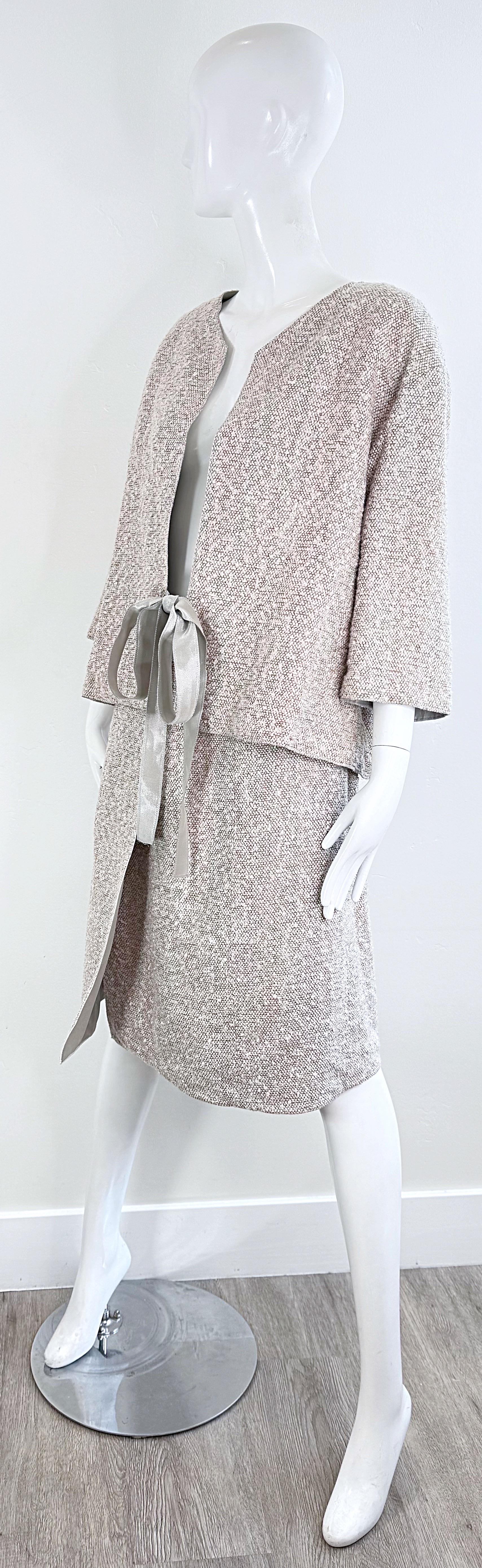 Vintage Chanel Frühjahr 1999 Größe 44 / 10 Mehrfarbiger 90er Tweed-Rock Anzug Jacke im Angebot 3