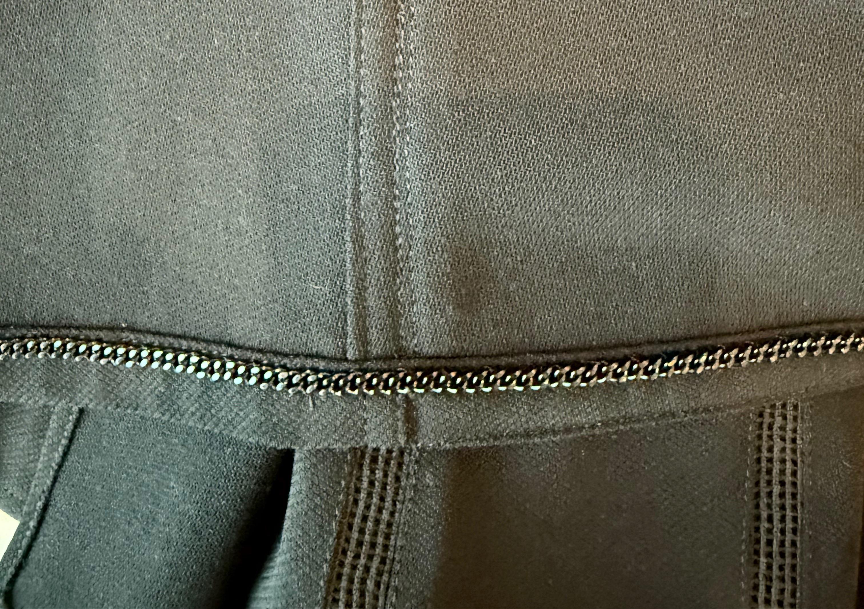 Vintage Chanel Spring 1999 Sz 42 44 Black Sheer Panels Light Wool Skirt Suit For Sale 1