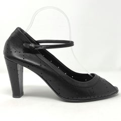 Vintage Chanel Spring 2007‎ Black Leather Perforated Mary Jane Pumps – Size 41