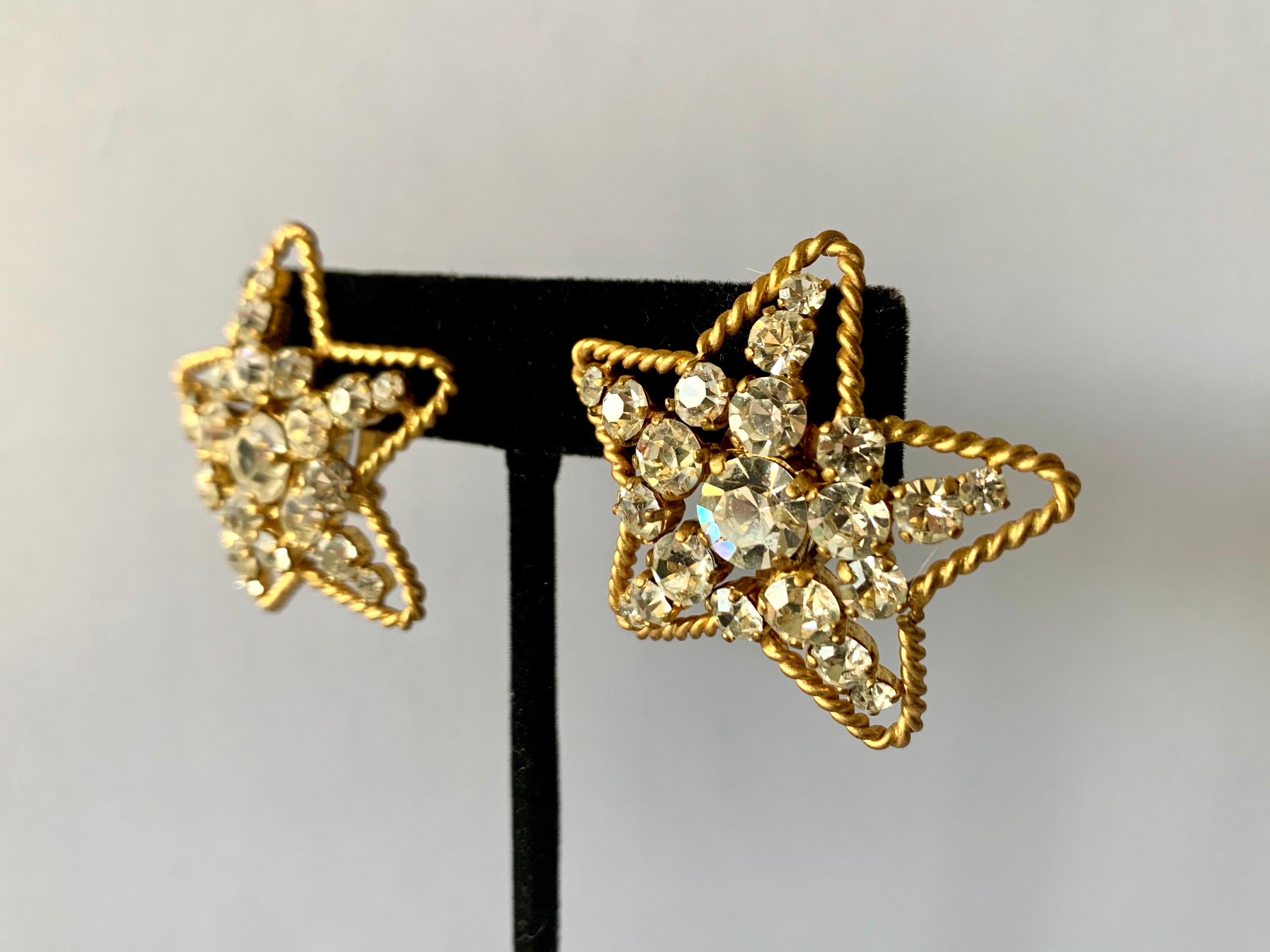 Scarce vintage Chanel three-dimensional star clip-on earrings - comprised out of 