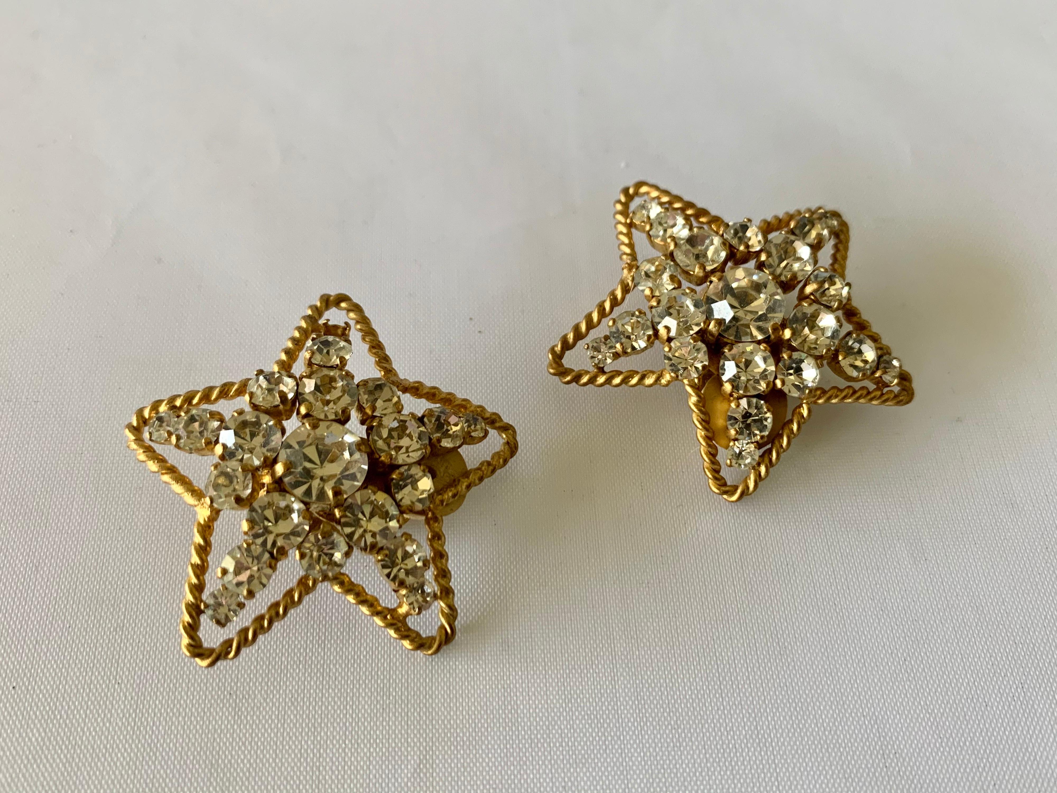 Artisan Vintage Chanel Star Diamante Statement Earrings 