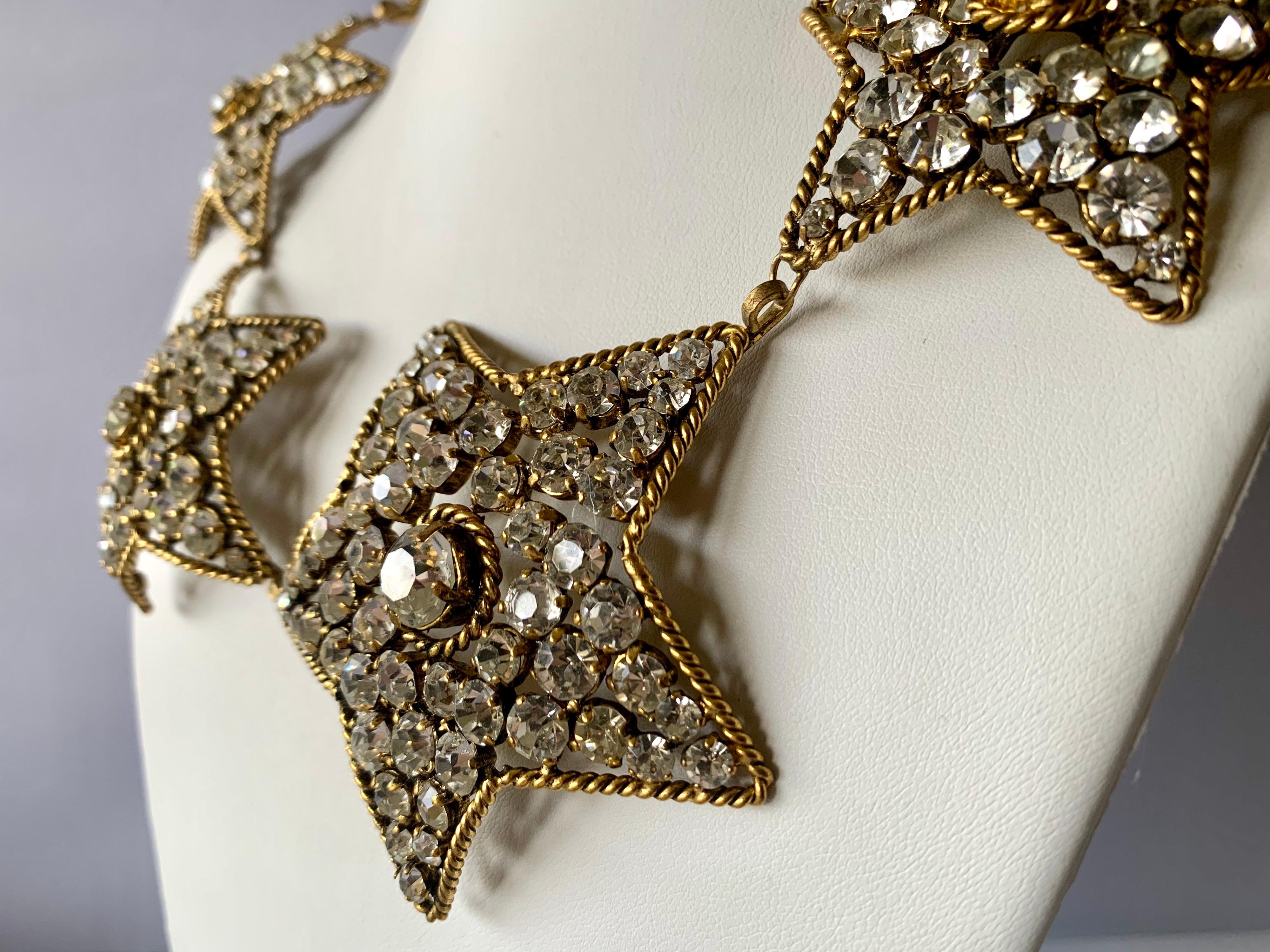Scarce vintage Chanel three-dimensional graduating star statement necklace (from one of Karl Lagerfeld's first collections for Chanel) - comprised out of 