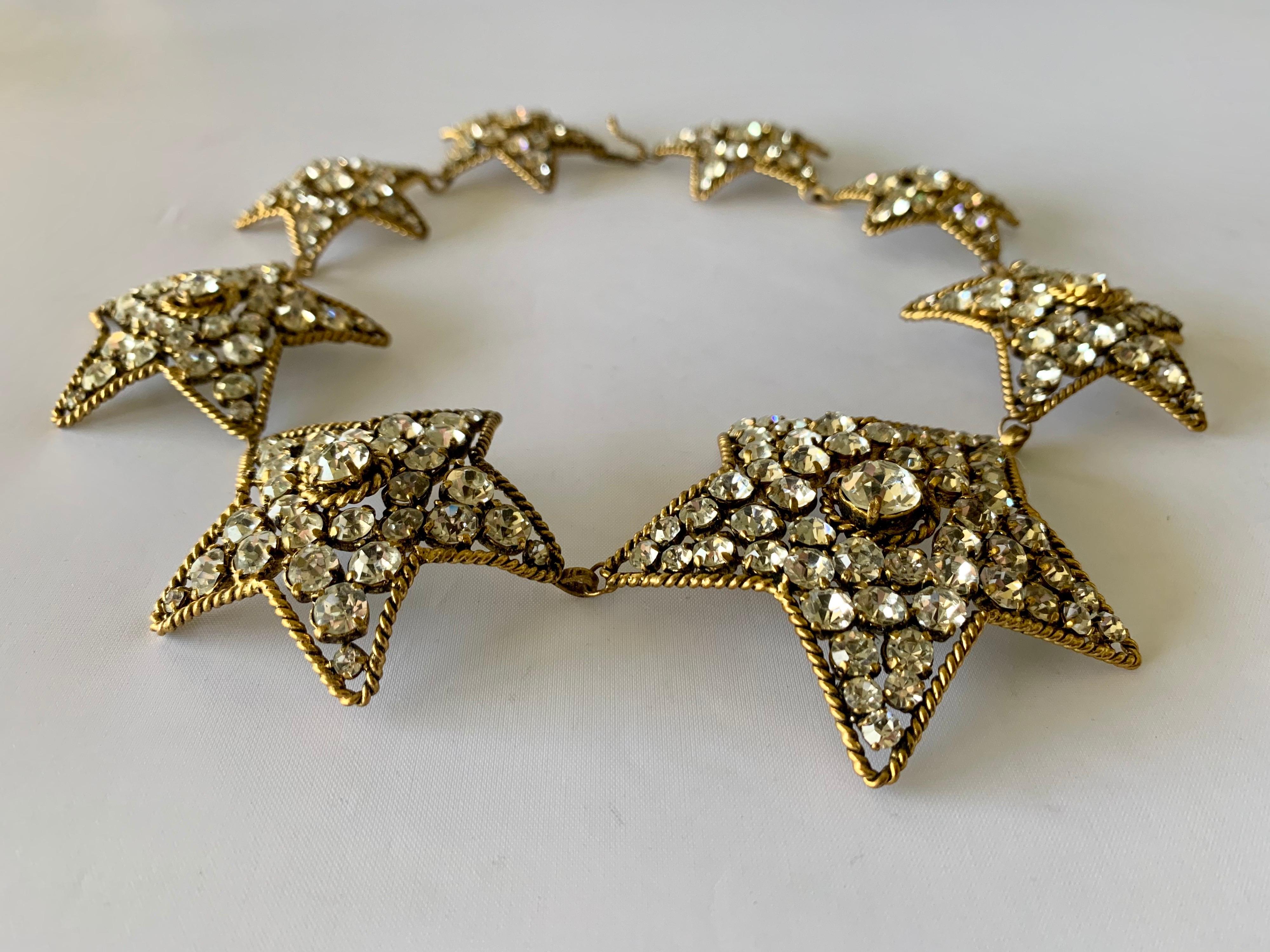 Vintage Chanel Star Diamante Statement Necklace  In Excellent Condition For Sale In Palm Springs, CA