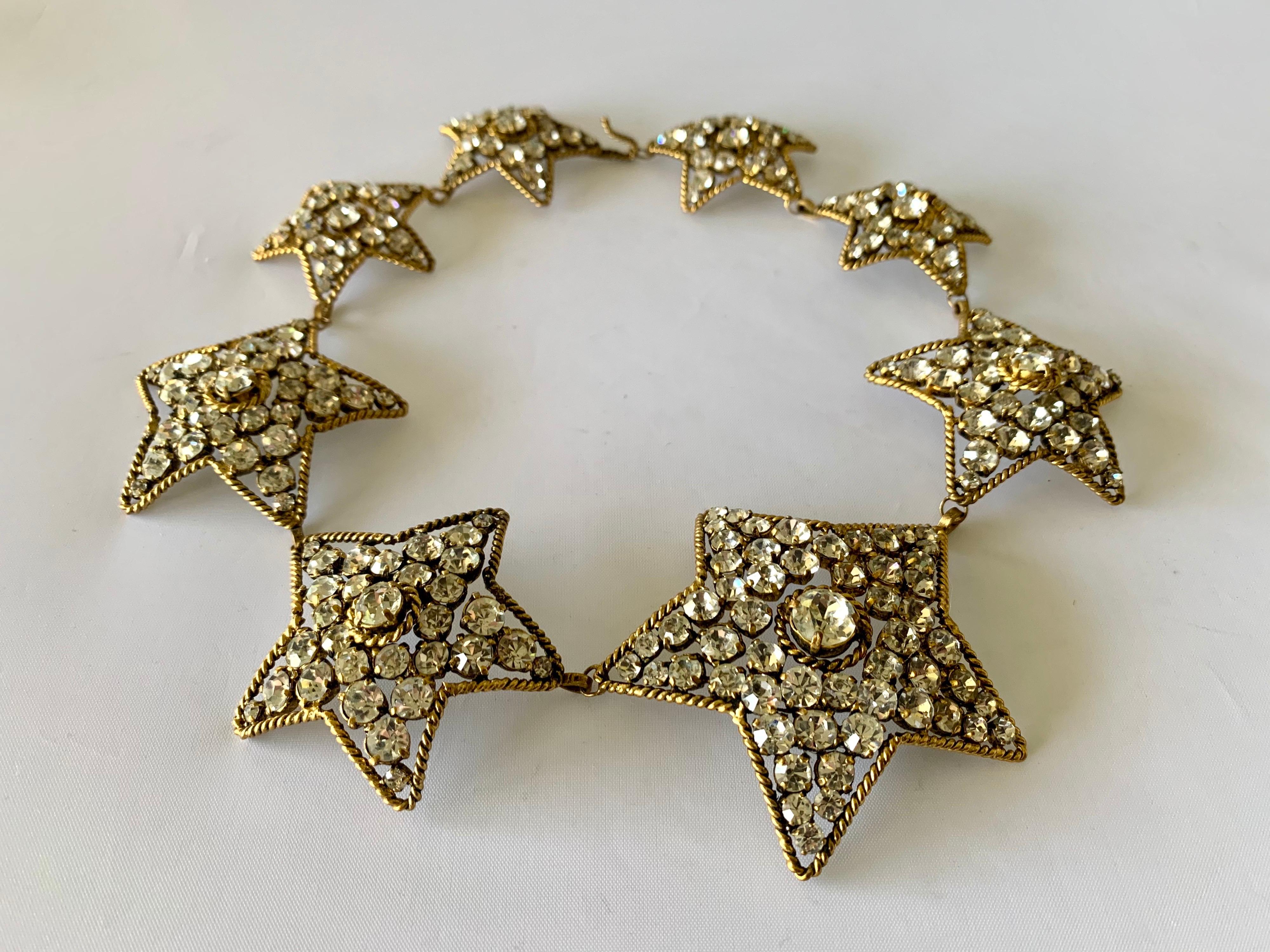 Women's Vintage Chanel Star Diamante Statement Necklace  For Sale