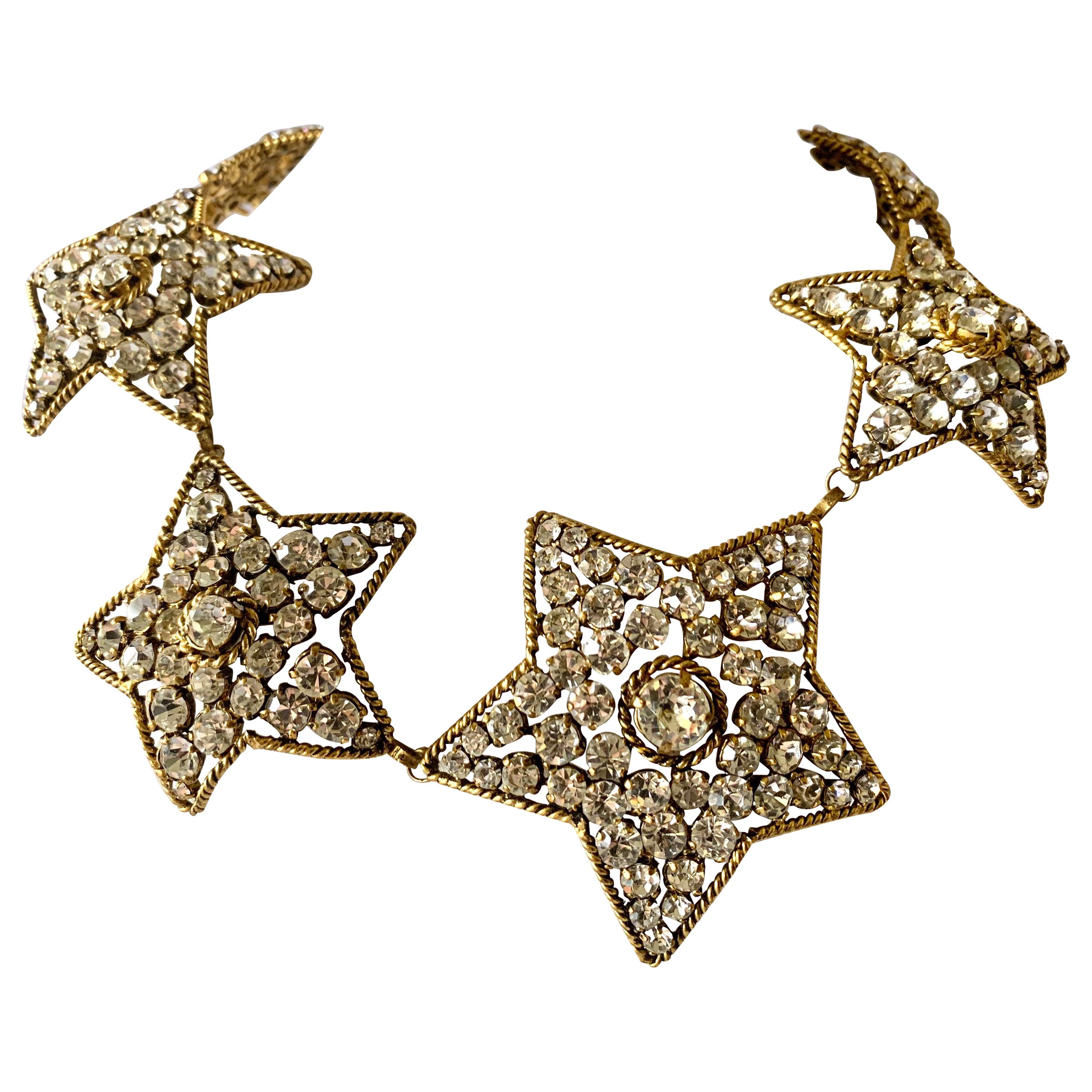 Vintage Chanel Star Diamante Statement Necklace 