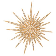 Grande broche étoile vintage Chanel en or jaune et cristal, c2001  
