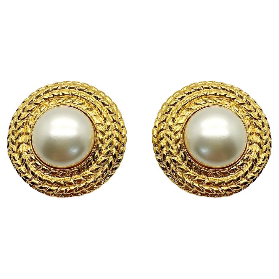 Vintage Chanel Statement Pearl Rope Earrings 1970s