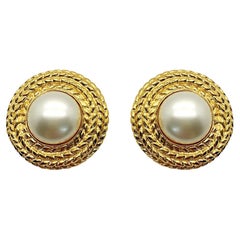 Vintage Chanel Statement Perlen-Seil-Ohrringe 1970er Jahre