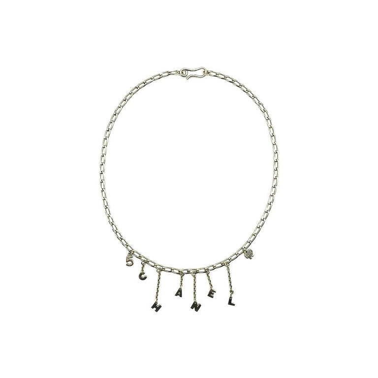 Vintage Chanel Sterling Silver Codes of the House Charm Necklace 1990s