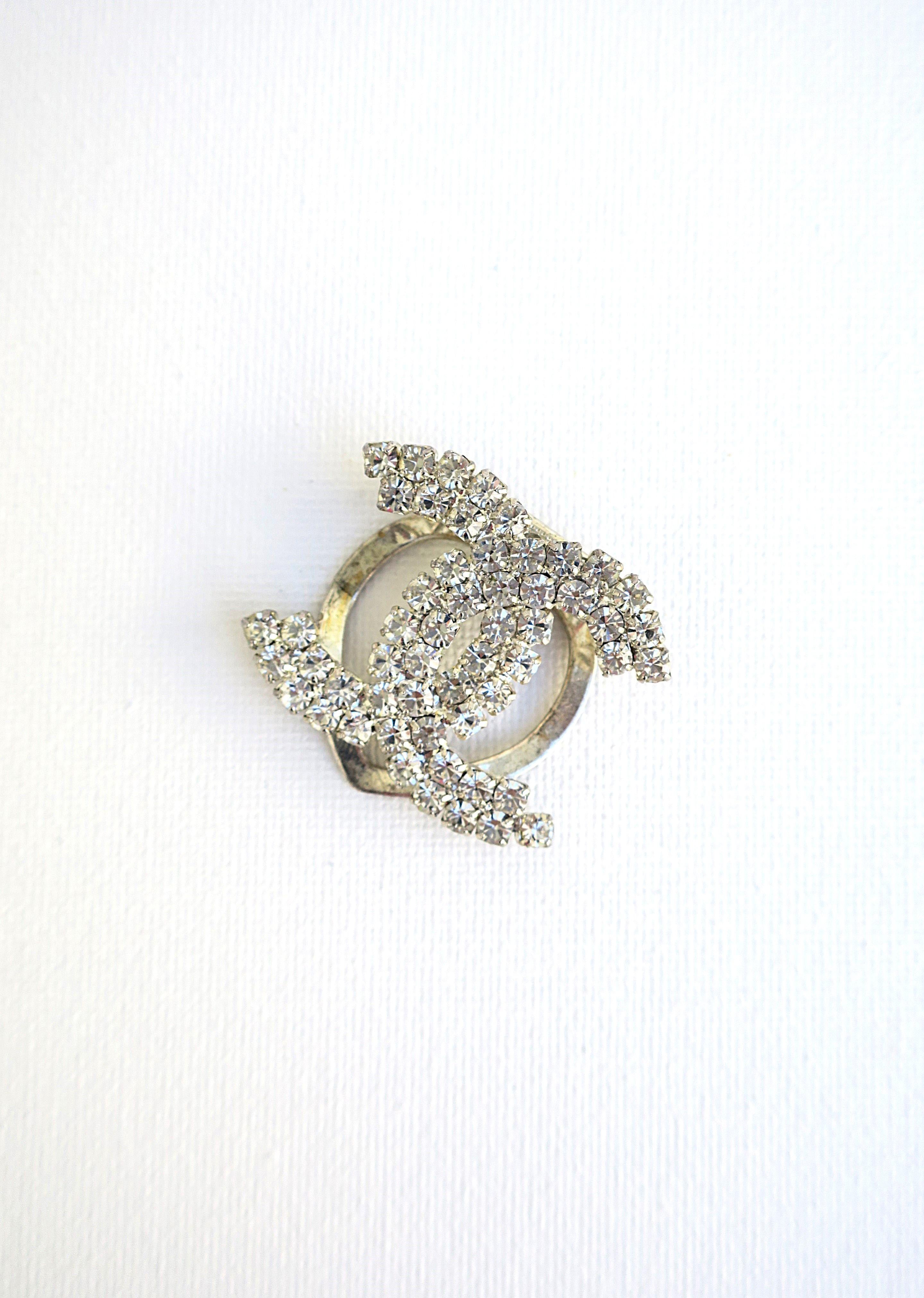 Vintage Chanel-Stil Doppel C Strass Clip Brosche 1