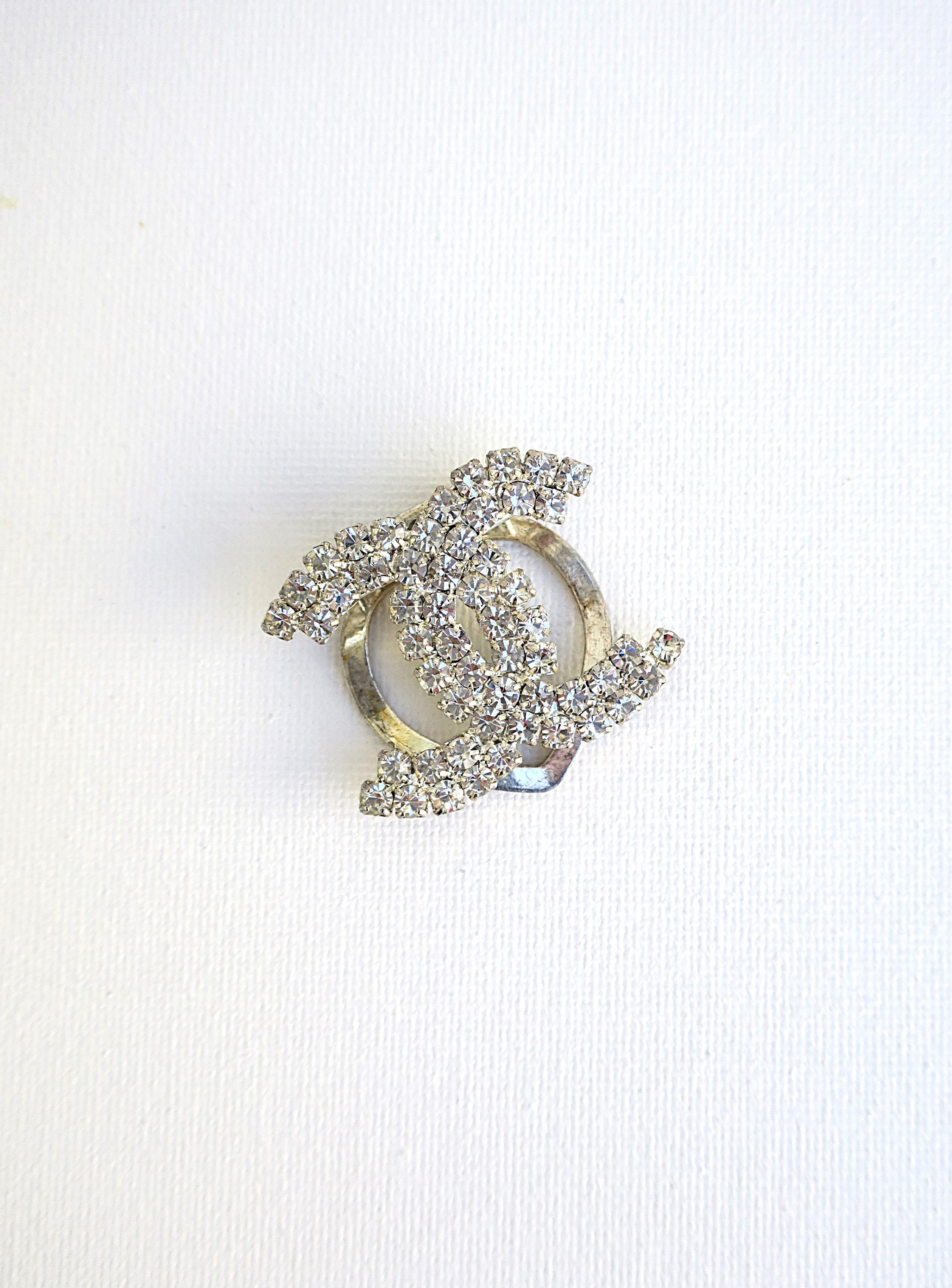 Vintage Chanel-Stil Doppel C Strass Clip Brosche 2