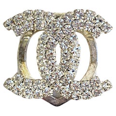 Vintage Chanel-Stil Doppel C Strass Clip Brosche