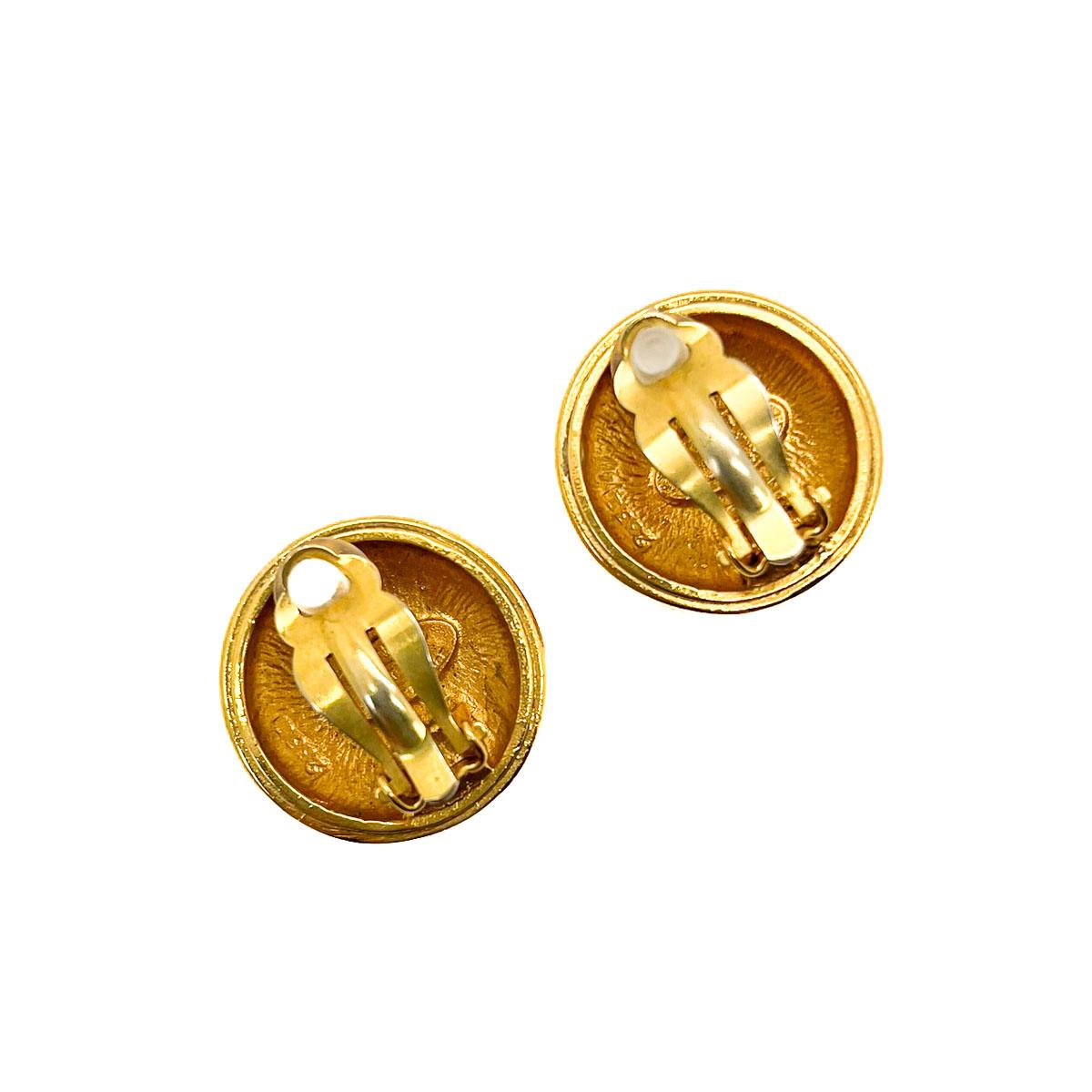 Women's or Men's Vintage Chanel Sunburst CC Logo Earrings 1980s For Sale