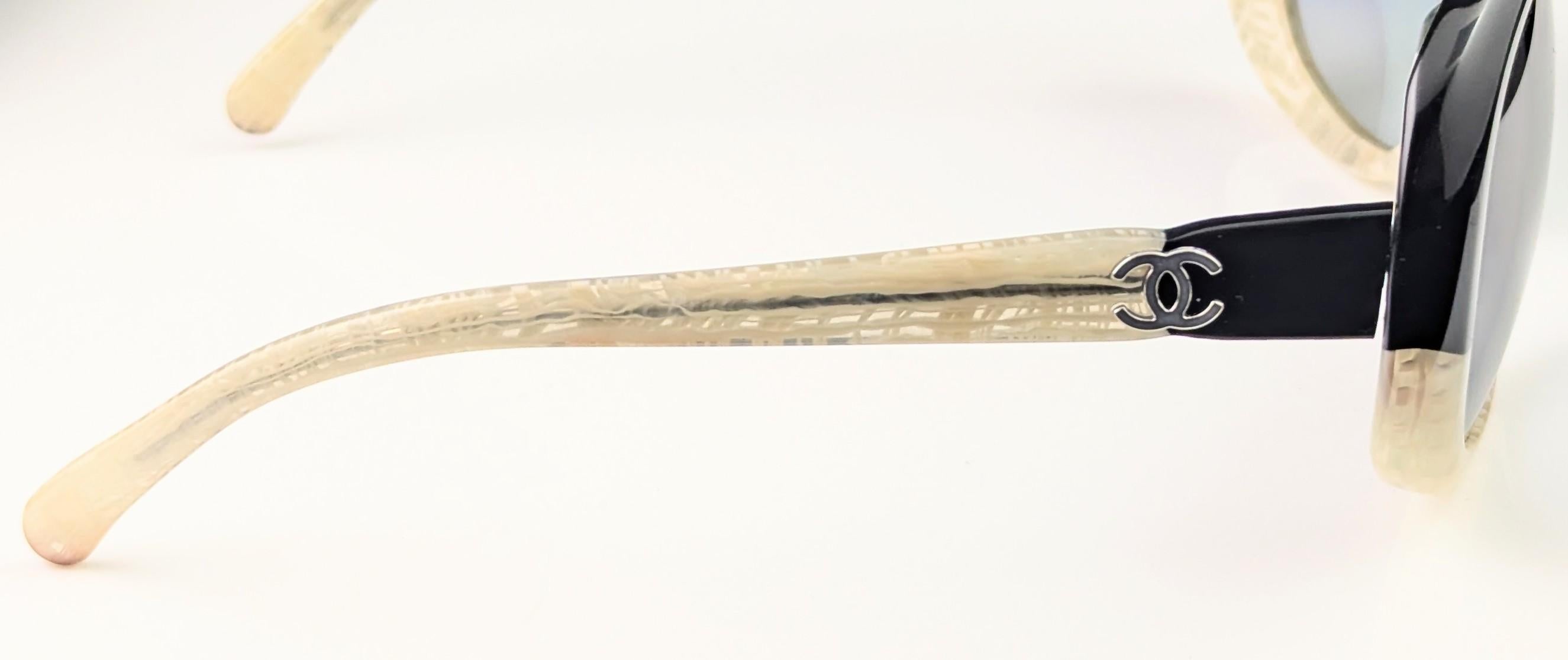 Vintage Chanel Sonnenbrille, zweifarbiges Gestell, Etui im Angebot 7