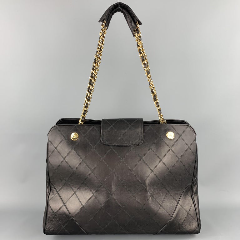 Vintage CHANEL Supermodel Jumbo XL Bag Black Quilted Leather Shoulder  Handbag at 1stDibs
