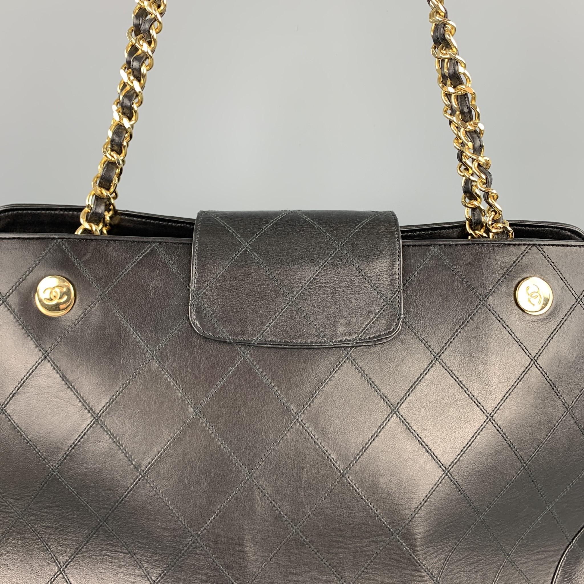 Vintage CHANEL Supermodel Jumbo XL Bag Black Quilted Leather Shoulder Handbag 4