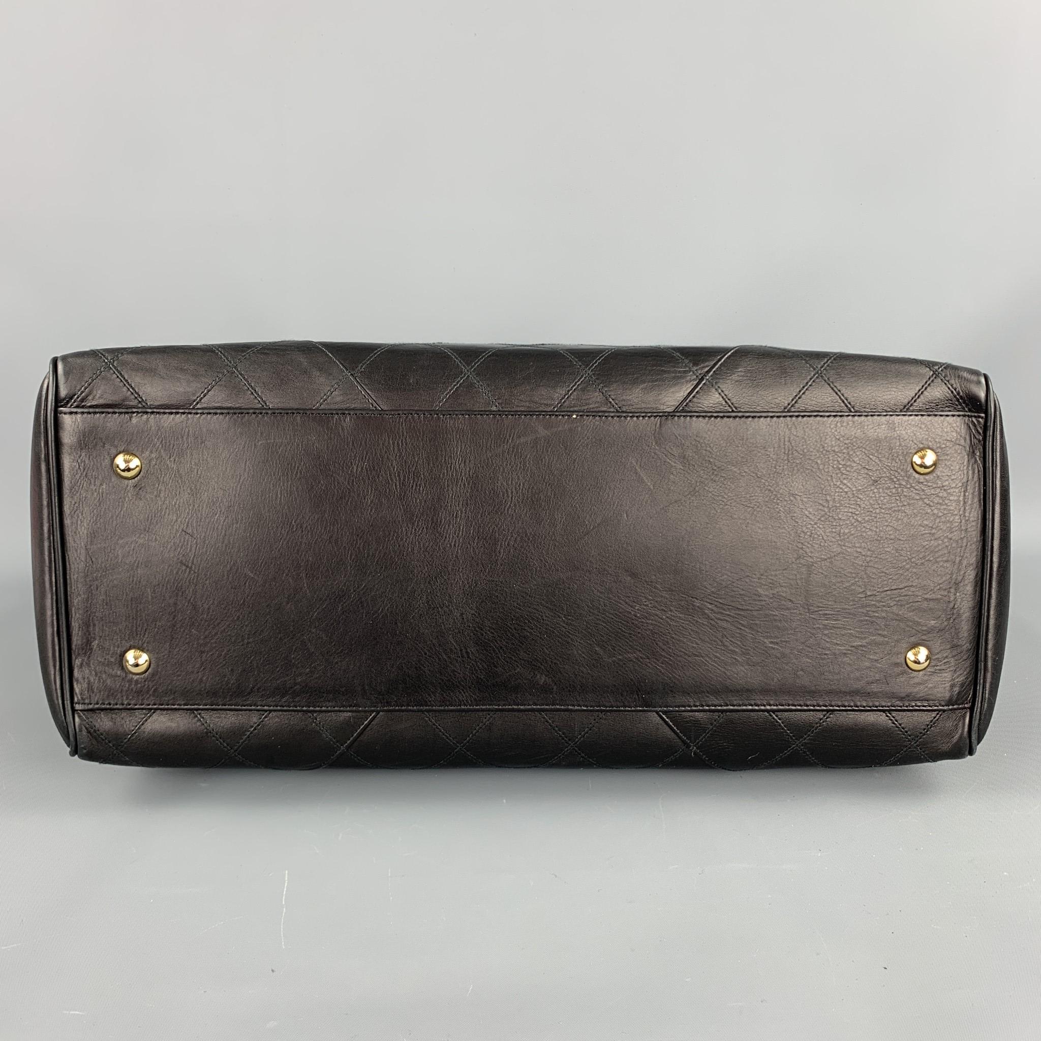 Vintage CHANEL Supermodel Jumbo XL Bag Black Quilted Leather Shoulder Handbag 2