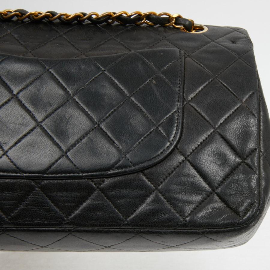 Vintage Chanel Timeless Black Flap Bag 11