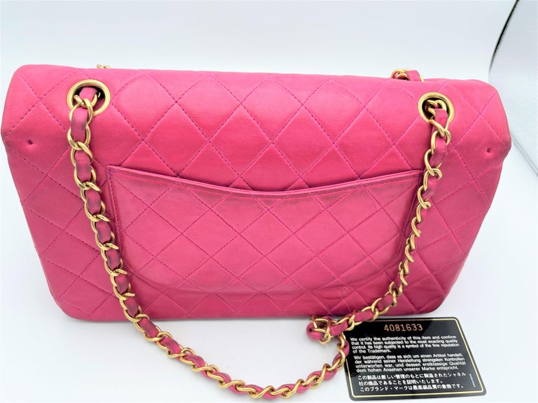 Chanel Vintage Medium Classic Single Flap Bag Quilted Jersey Pink