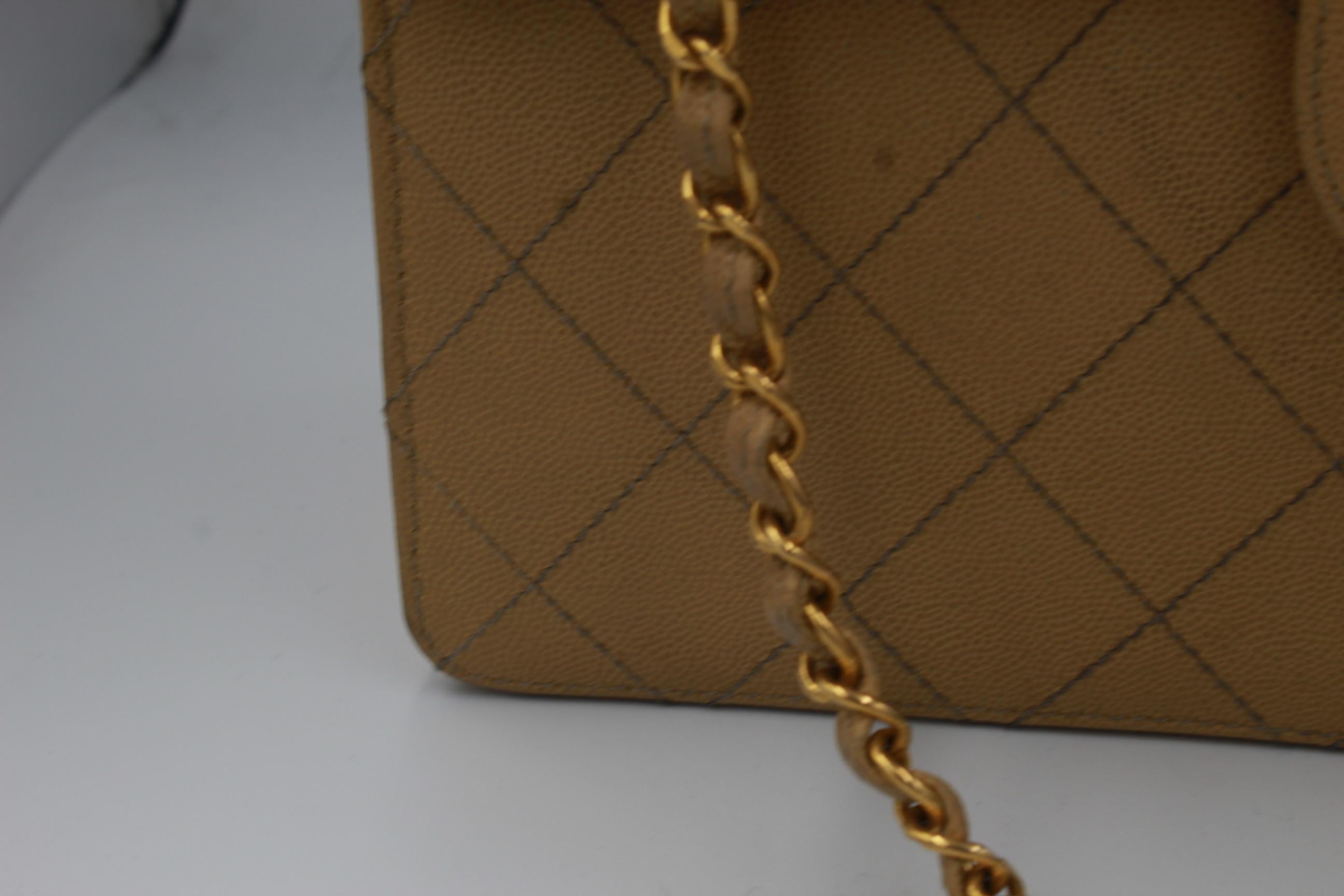 Brown Vintage Chanel Timeless  Simple flap bag in grained leather