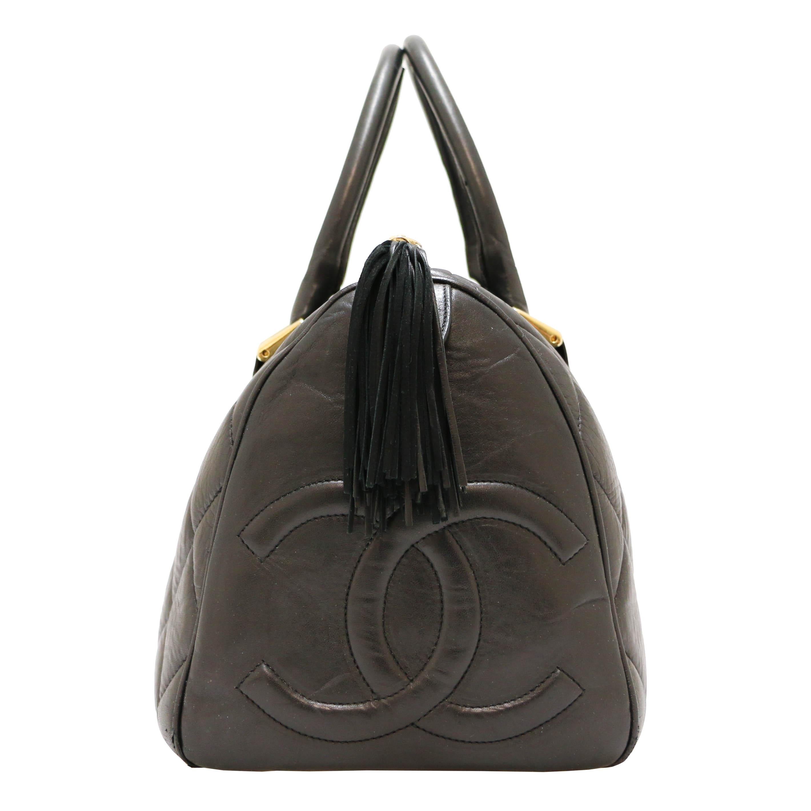 Black Vintage CHANEL Tote Bag For Sale