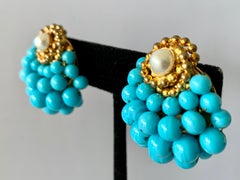 Vintage Chanel Turquoise Pearl Earrings